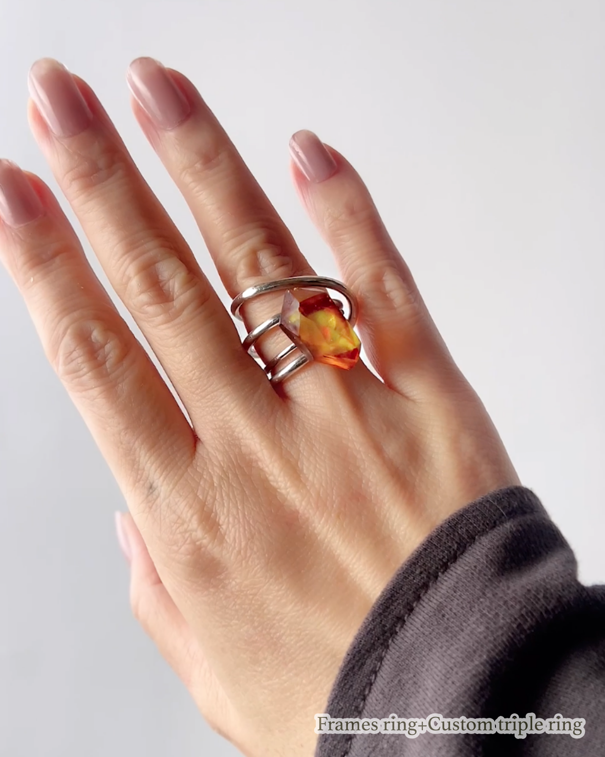 Frames ring /crystals/gem fire 4-b/silver925/type-A