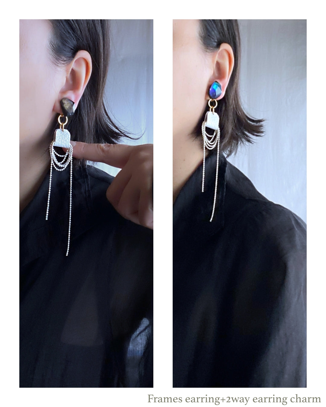 Galaxy 2way Earrings / Moon / Cold Moon Long