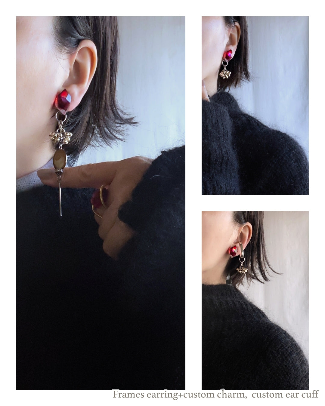 Frames Earrings / Fragment / Interchangeable / Alice in wonderland Red 7-a