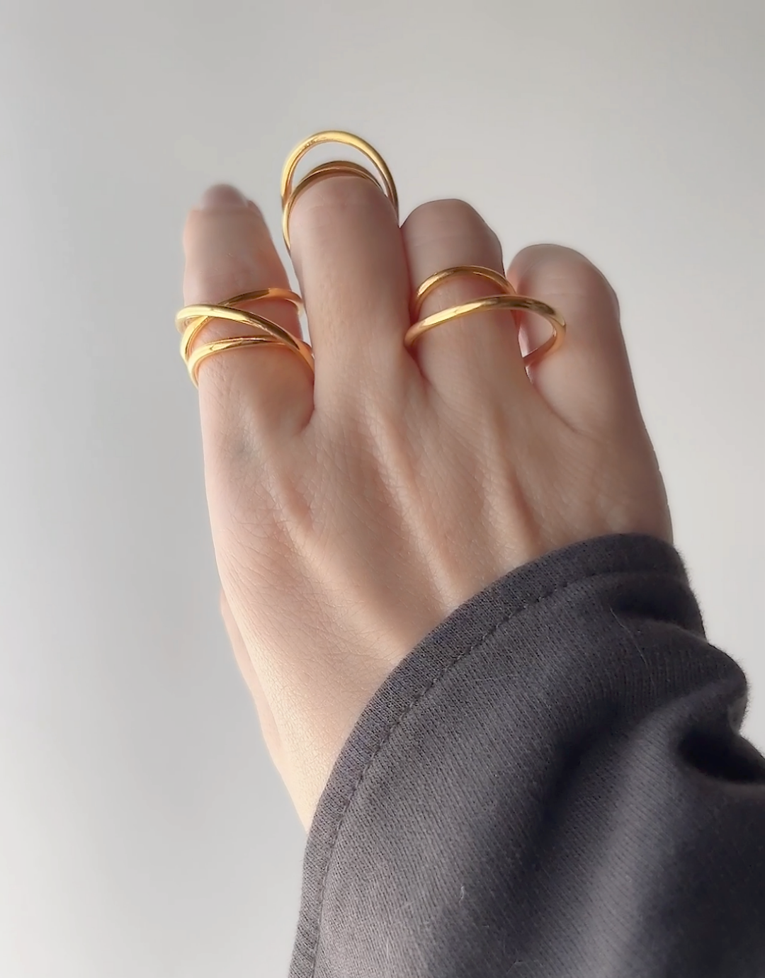 Orbit double line ring, ear cuff / Interchangeable /GOLD/silver925