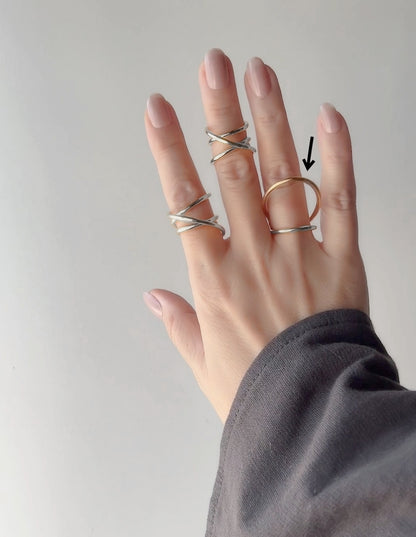 Orbit double line ring, ear cuff /Interchangeable /MIX/silver925