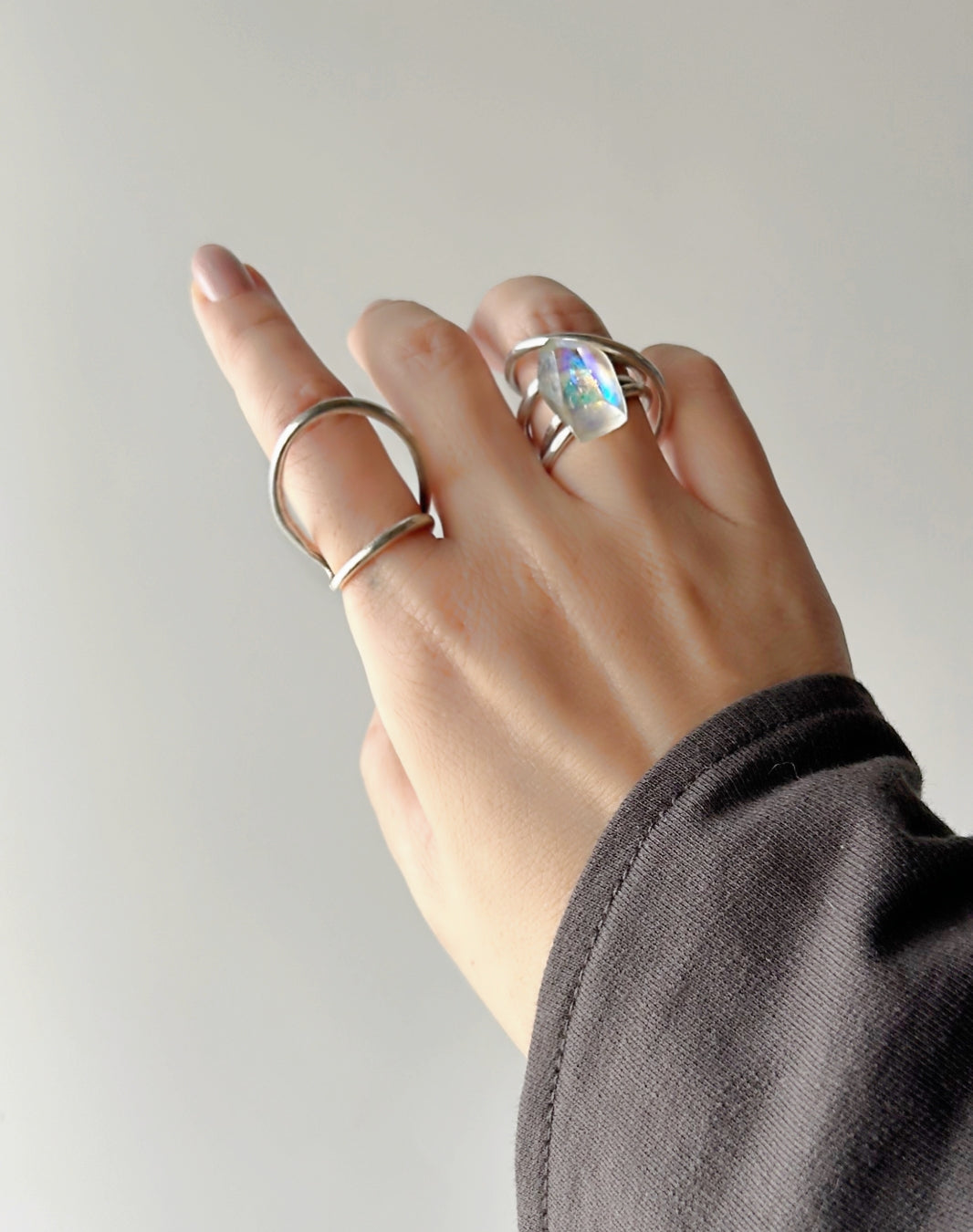 Orbit Double Line Ring, Ear Cuff / Interchangeable / silver925