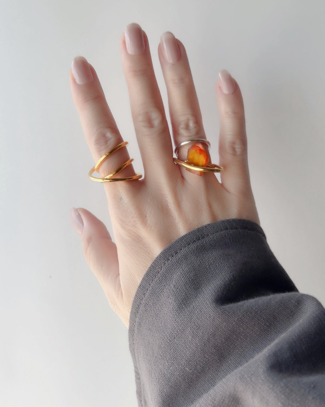 Orbit double line ring, ear cuff /Interchangeable /MIX/silver925