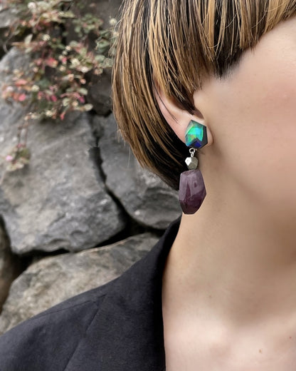 Frames Volume Earrings / Fragment / Swallow Flower Design M