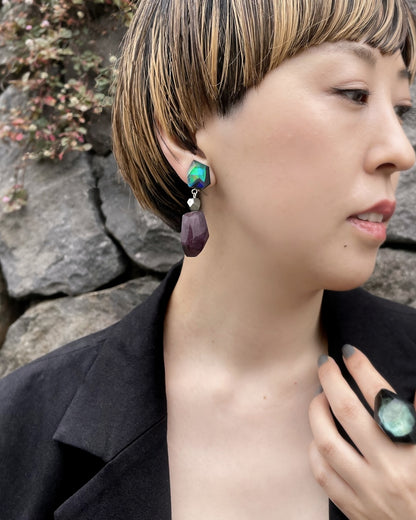 Frames Volume Earrings / Fragment / Swallow Flower Design M