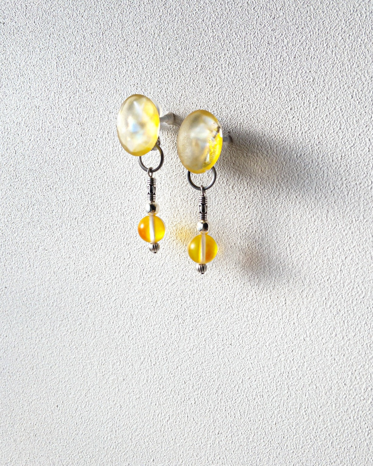 Dew drops-water lily 2way Earrings_clear yellow 