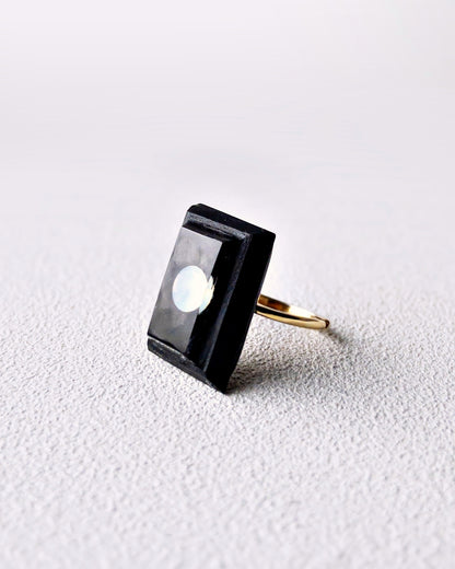 Frames ring/pictures/floating moon black/silver925