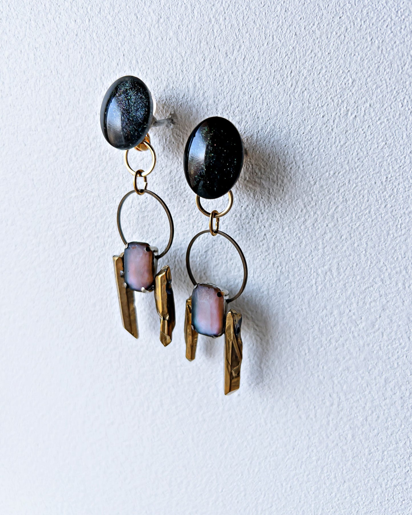 Galaxy 2way earrings /dark/ Interchangeable nebula