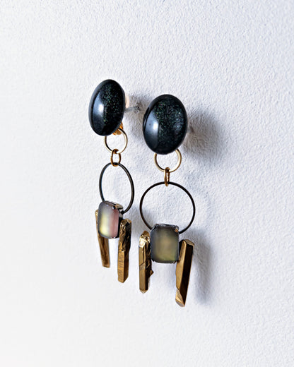 Galaxy 2way earrings /dark/ Interchangeable nebula