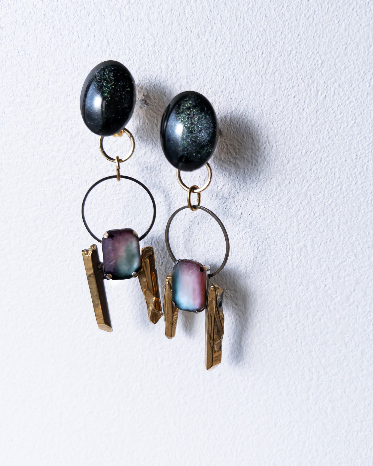 Galaxy 2way earrings /dark/ Interchangeable nebula