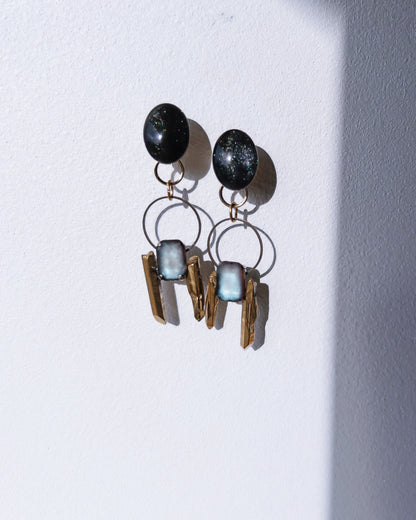 Galaxy 2way earrings /dark/ Interchangeable nebula