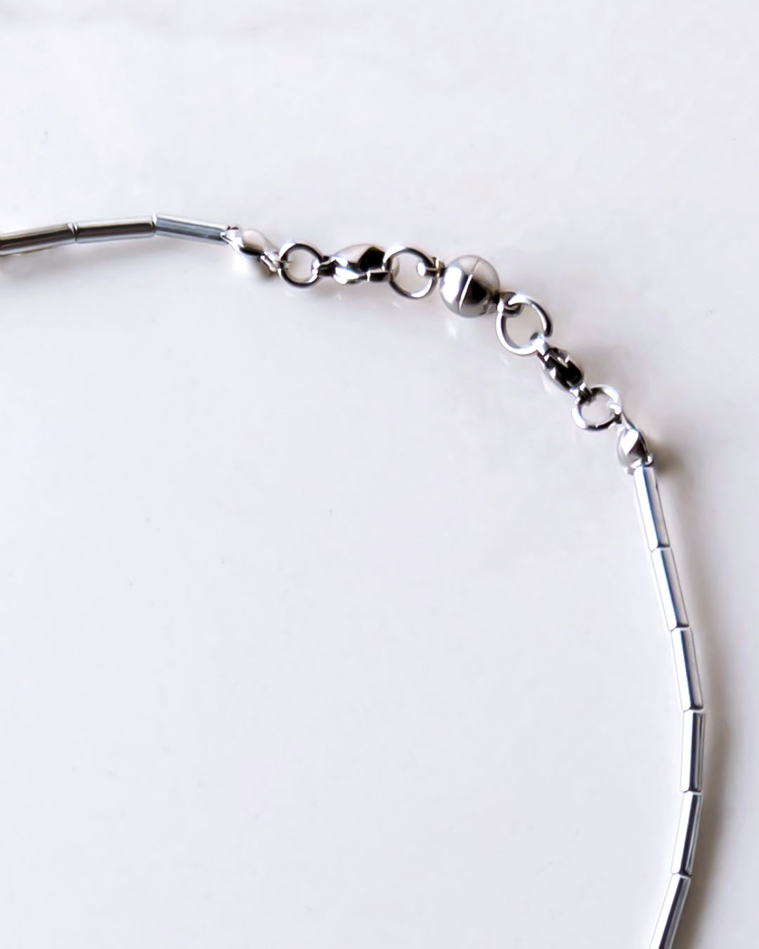 Hematite choker necklace / interchangeable / 着せ替え Bar type/SILVER