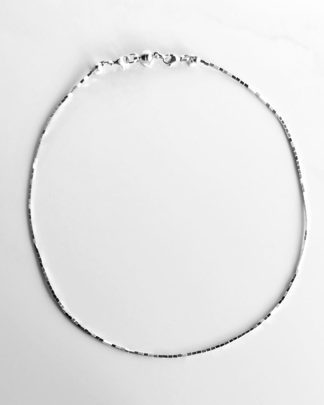 Hematite choker necklace / interchangeable / 着せ替え  Flat type/SILVER