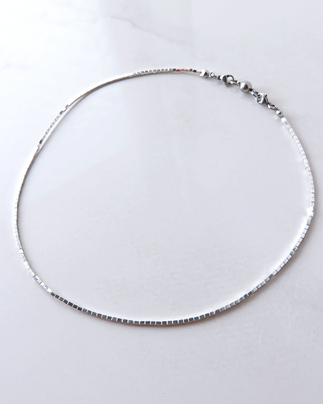 Hematite choker necklace / interchangeable / 着せ替え  Flat type/SILVER