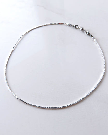 Hematite choker necklace / interchangeable / 着せ替え  Flat type/SILVER