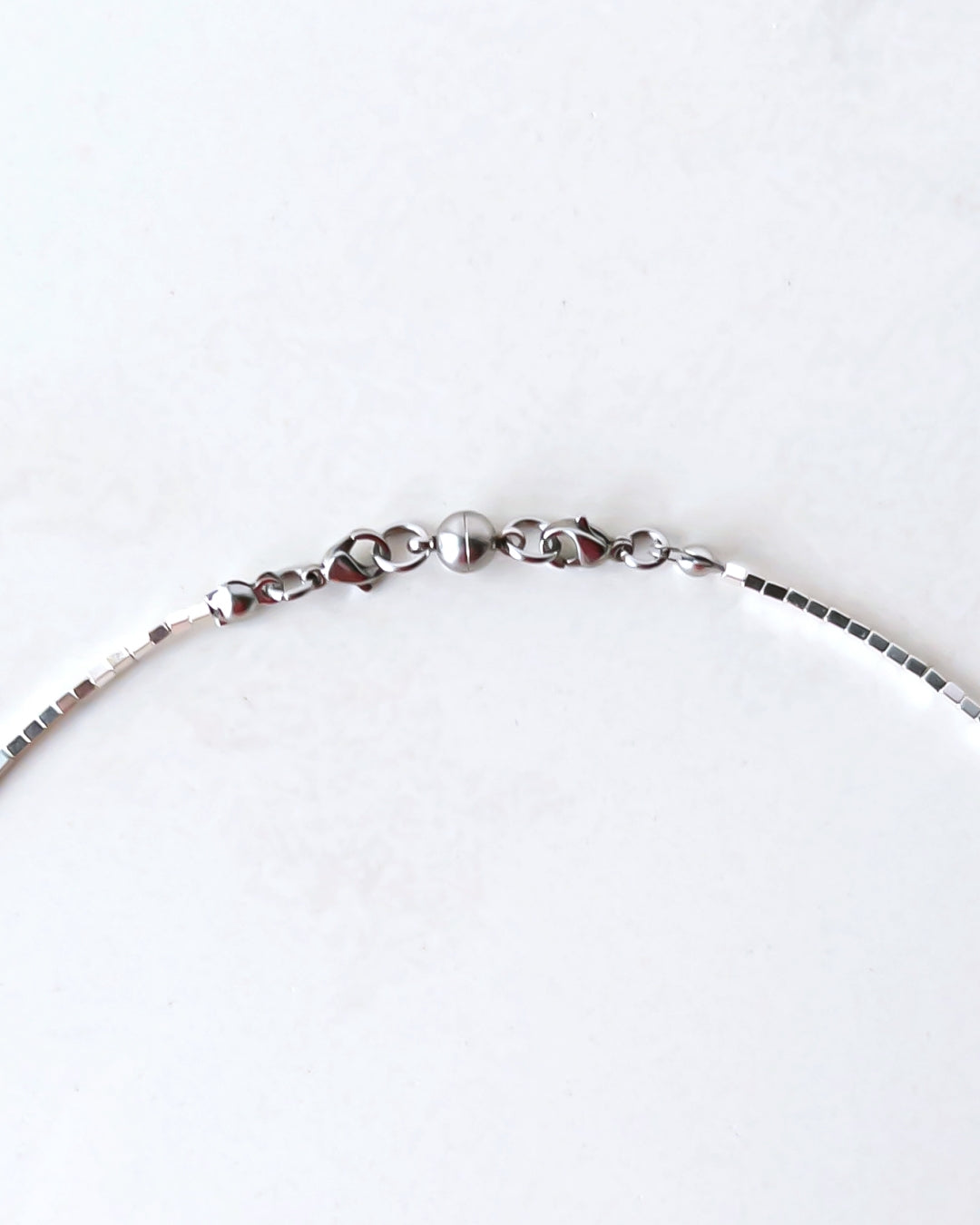 Hematite choker necklace / interchangeable / 着せ替え  Flat type/SILVER