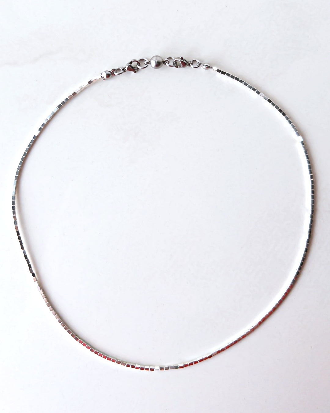 Hematite choker necklace / interchangeable / 着せ替え  Flat type/SILVER