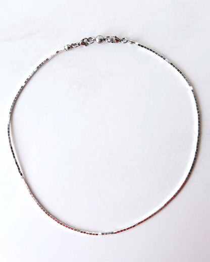 Hematite choker necklace / interchangeable / 着せ替え  Flat type/SILVER