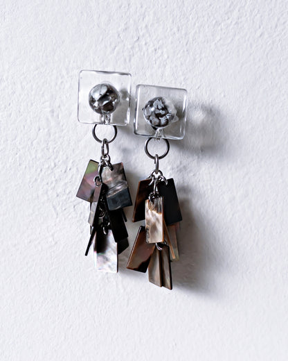 Bugs Eye 2way Earrings / Interchangeable / Macro View-Black Shell