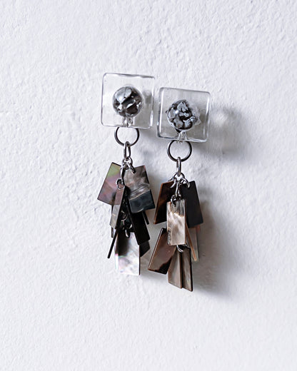 Bugs Eye 2way Earrings / Interchangeable / Macro View-Black Shell