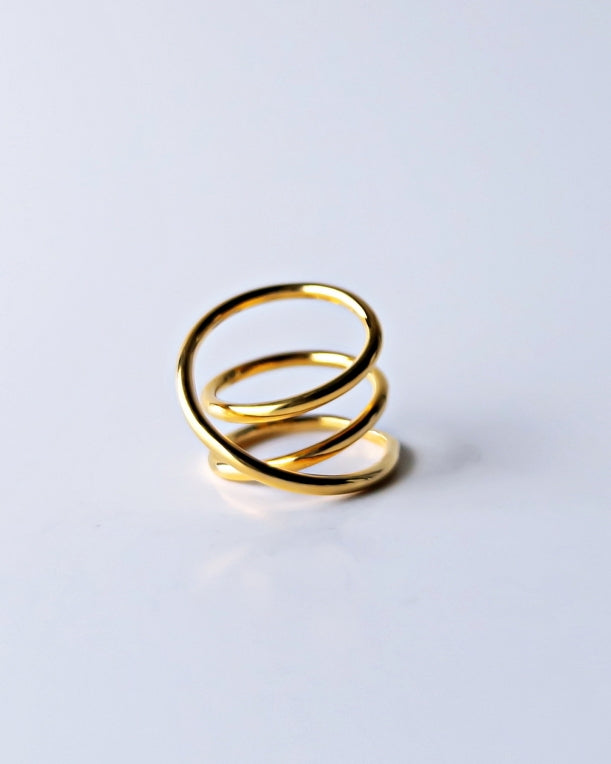 Orbit Triple Line Ring / Interchangeable / GOLD / silver925 / S