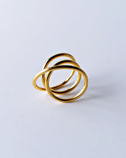 Orbit Triple Line Ring / Interchangeable / GOLD / silver925 / S