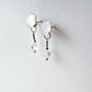 Dew drops-waterlily 2way earrings/ Interchangeable/ clear white