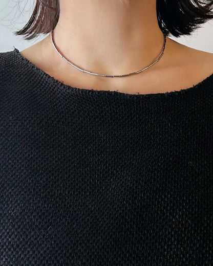 Hematite choker necklace / interchangeable / Bar type/SILVER