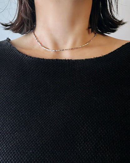 Hematite choker necklace / interchangeable /  Flat type/SILVER