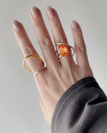 Frames Ring / Fragment / Gem Fire 4-b / silver925 / type-C