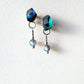 Dew drops-waterlily 2way earrings/ Interchangeable_clear gray