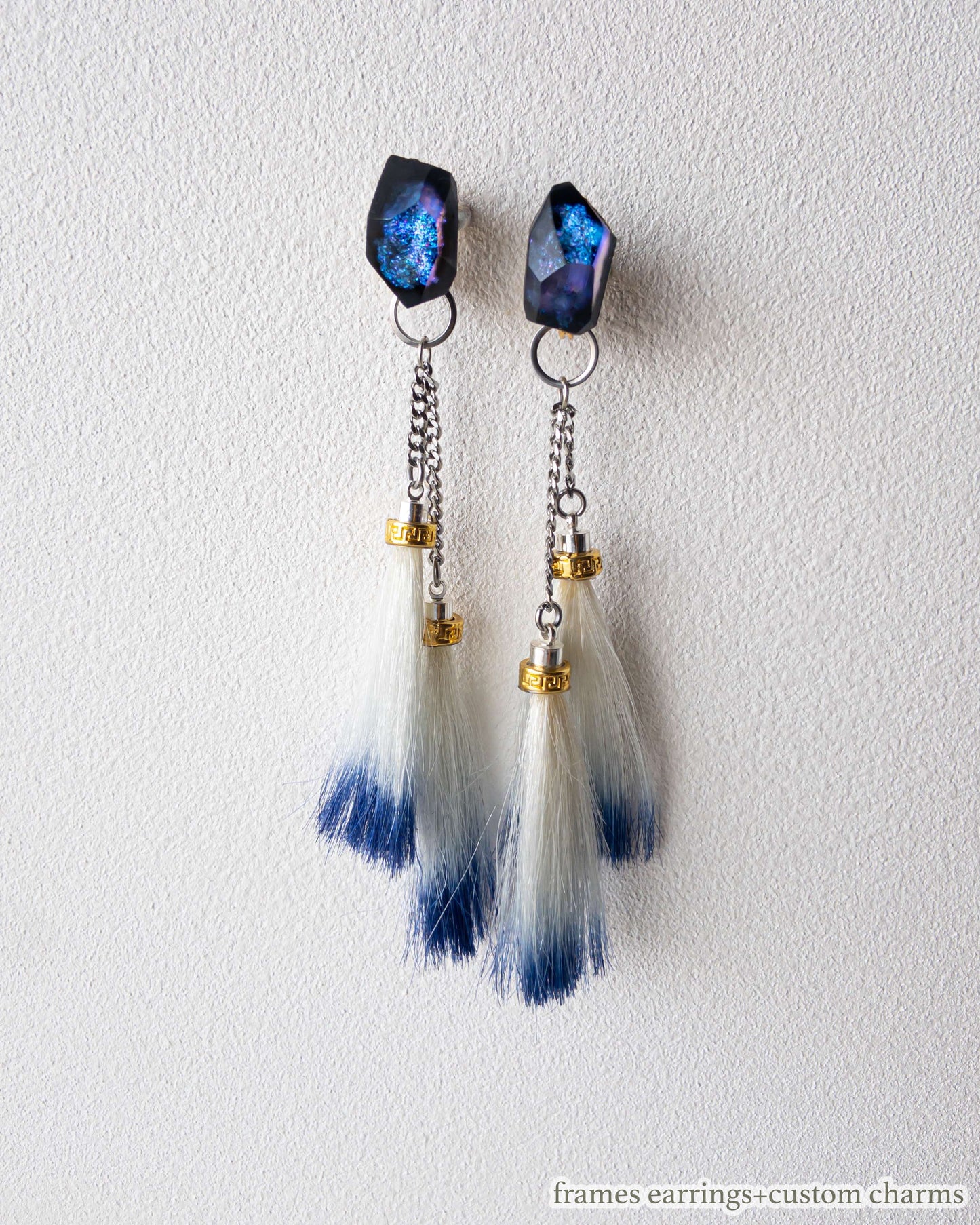 Custom charms/Interchangeable/着せ替えチャーム/horse hair double blue