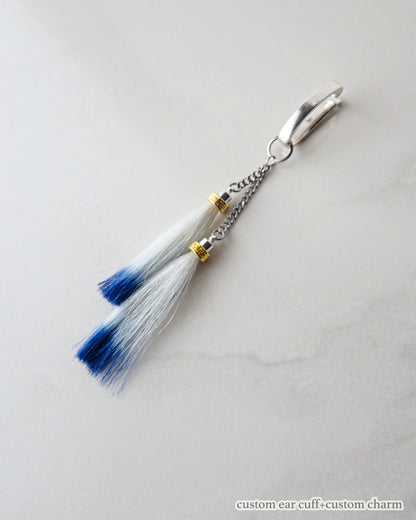 Custom charms/Interchangeable/horse hair double blue