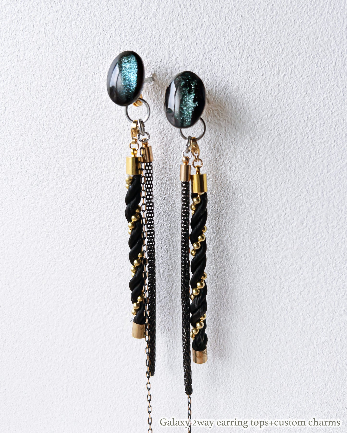 Galaxy 2way earrings /dark/ Interchangeable nebula long