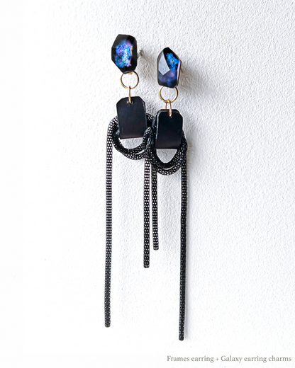 Galaxy 2way earrings /dark/ Interchangeable nebula long