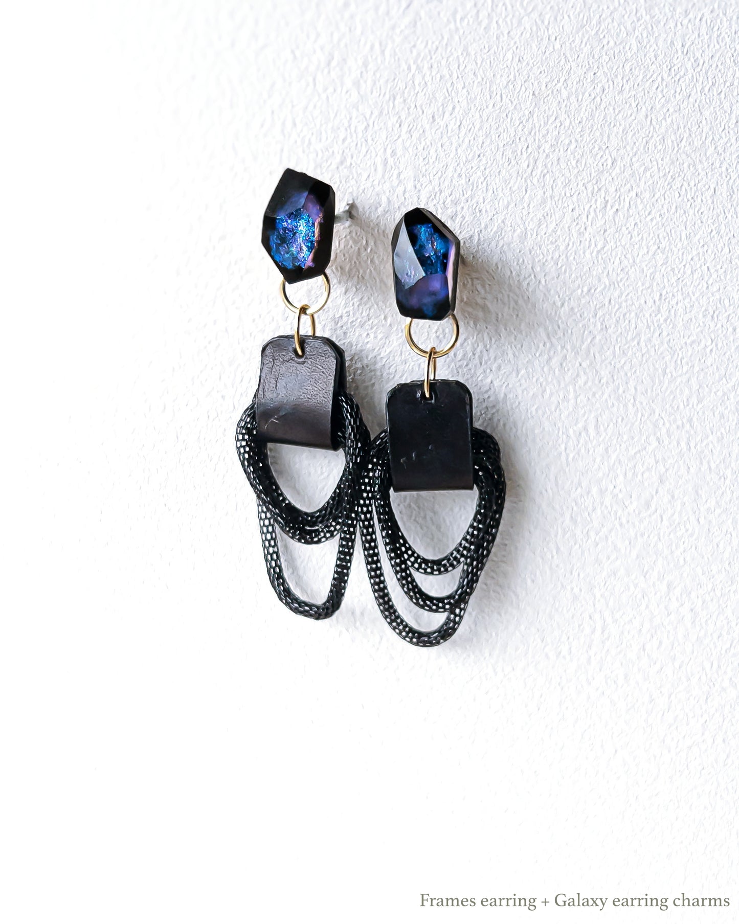 Galaxy 2way earrings /dark/ Interchangeable nebula