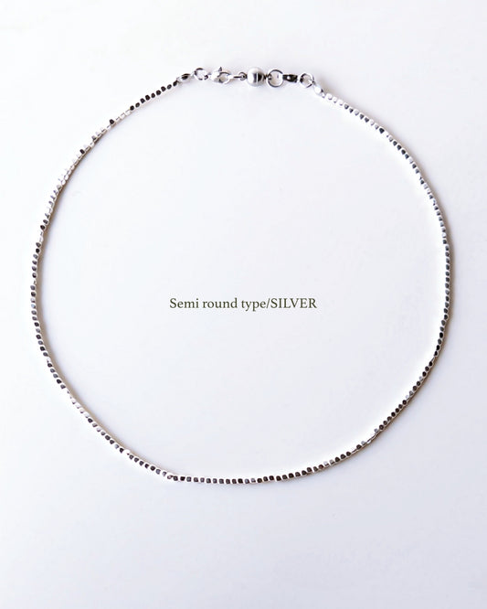 Hematite choker necklace / interchangeable / 着せ替え Semi-round/SILVER