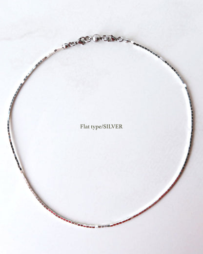 Hematite choker necklace / interchangeable / 着せ替え  Flat type/SILVER