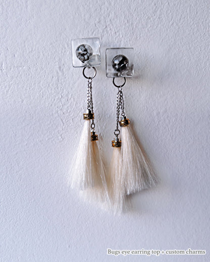 Bugs Eye 2way Earrings / Interchangeable / Macro View-Black Shell