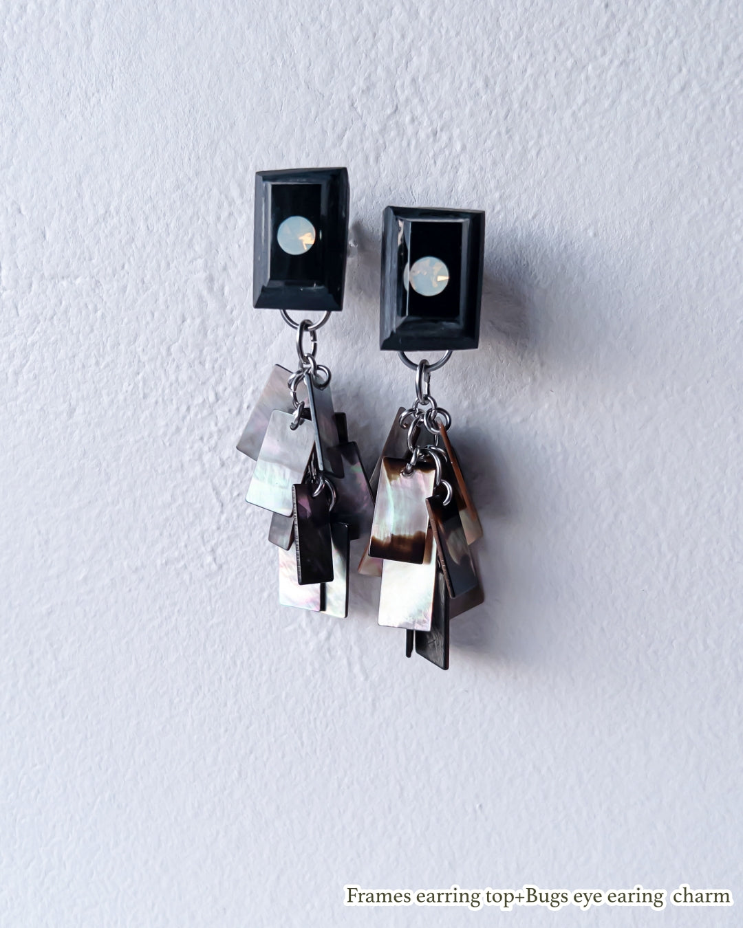 Bugs Eye 2way Earrings / Interchangeable / Macro View-Black Shell