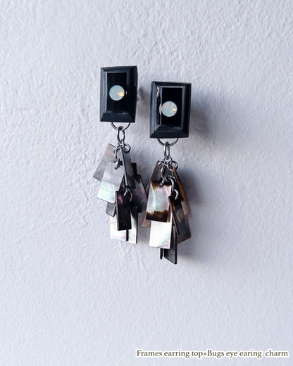 Bugs Eye 2way Earrings / Interchangeable / Macro View-Black Shell