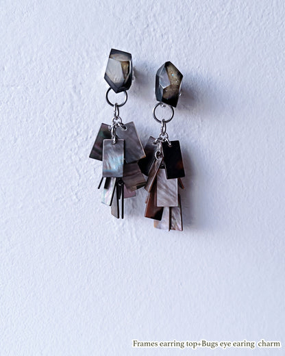 Bugs Eye 2way Earrings / Interchangeable / Macro View-Black Shell