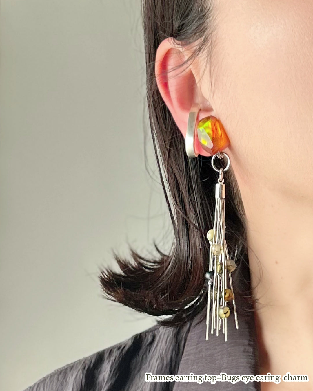 Bugs Eye 2way Earrings / Interchangeable / Macro View-Veins