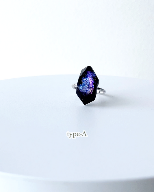 Frames ring /crystals/ Night on the Galactic Railroad_deep blue⇄deep purple 5-a/silver925