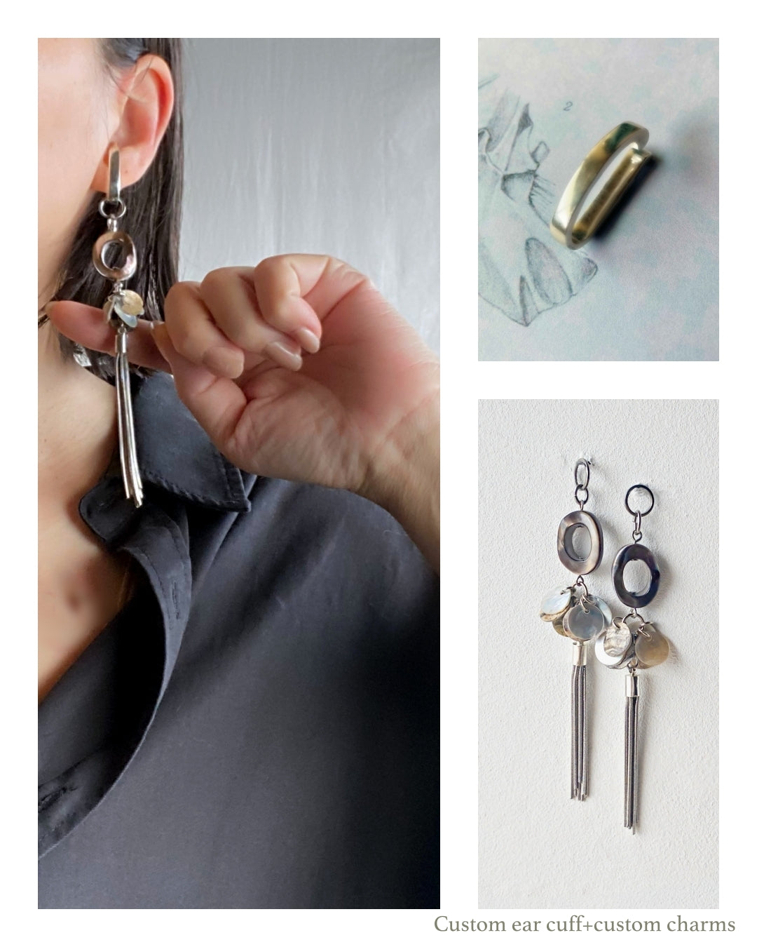 Custom ear cuff Interchangeable / dress-up ear cuff / silver925 single