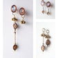 Dew drops-waterlily 2way earrings/Interchangeable/clear brown