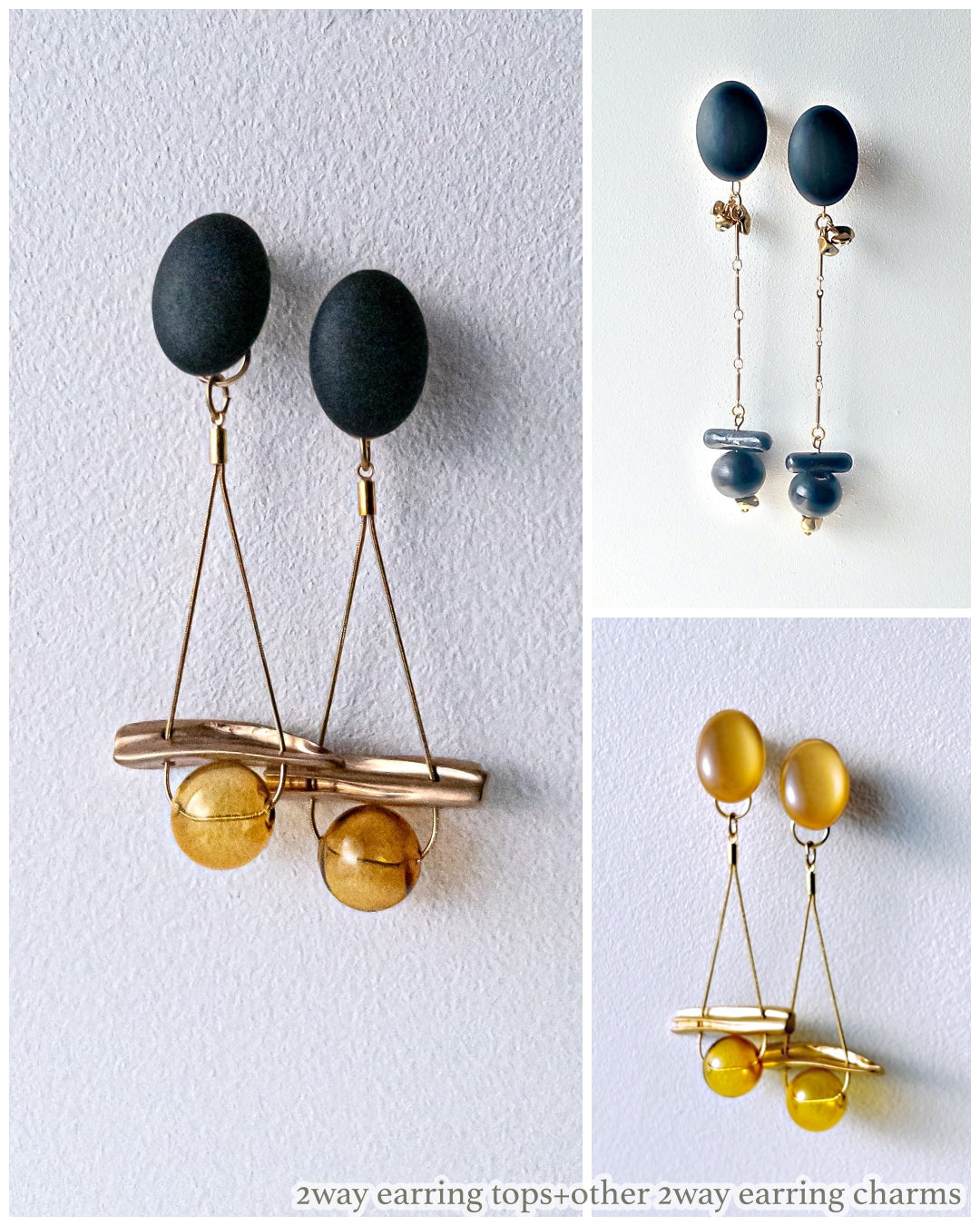 Galaxy 2way earrings /Halo/ Interchangeable amber