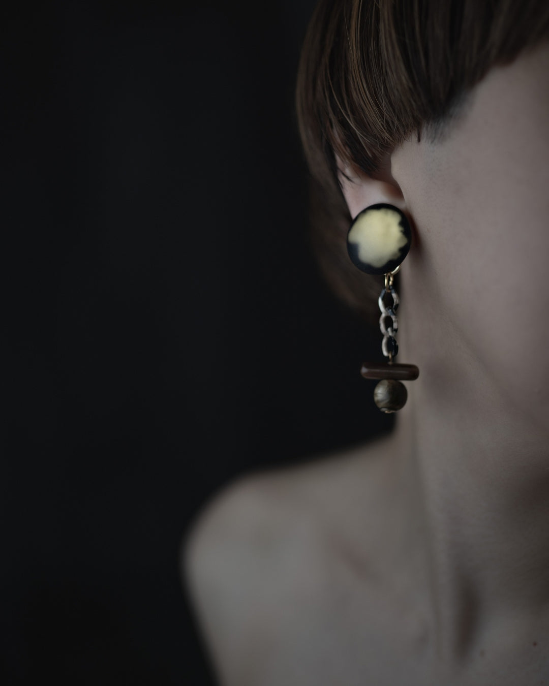 Galaxy 2way earrings /full moon/Gold