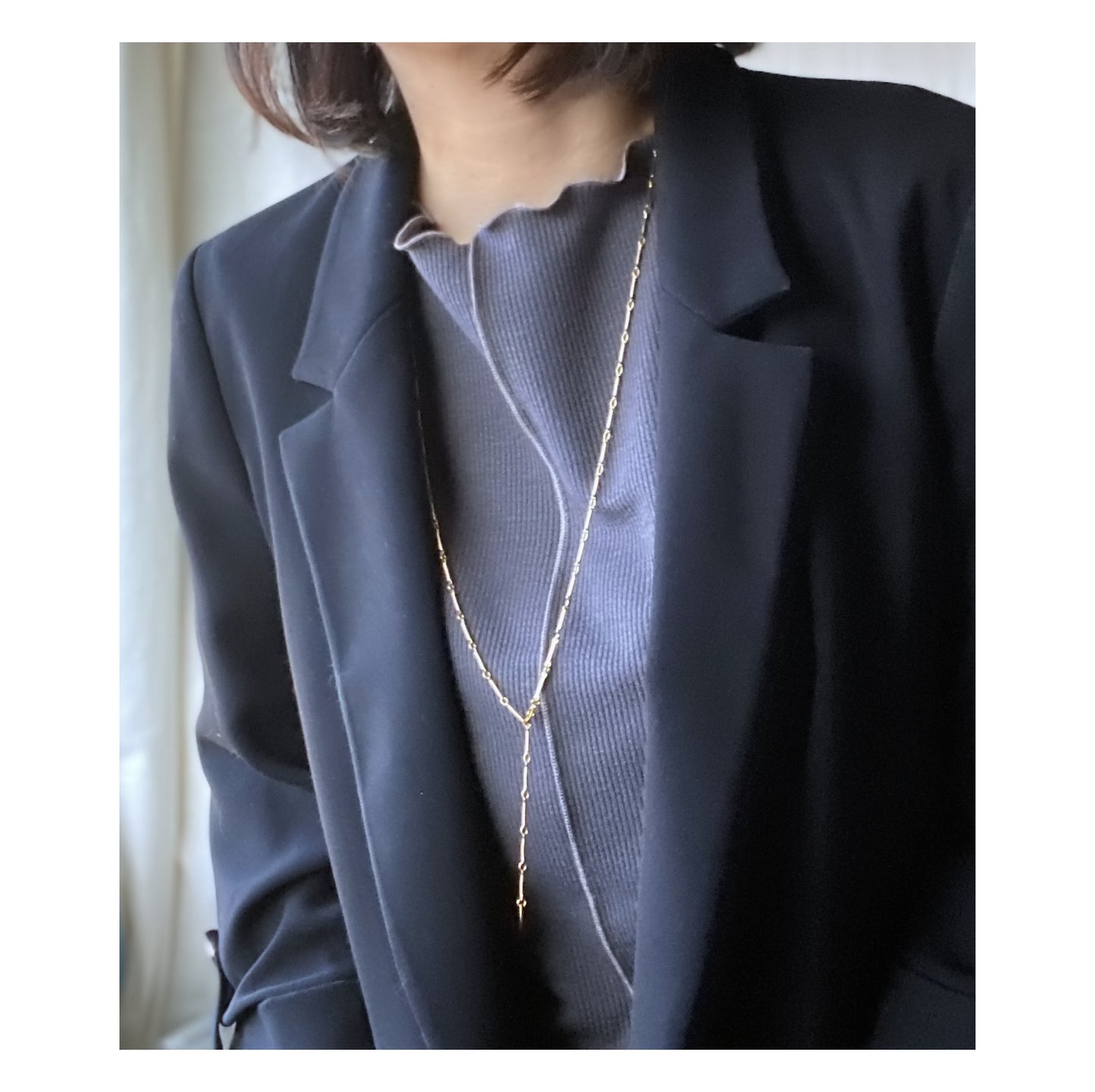 Custom long chain necklace lariet/Interchangeable/着せ替えネックレス/    gold-filled