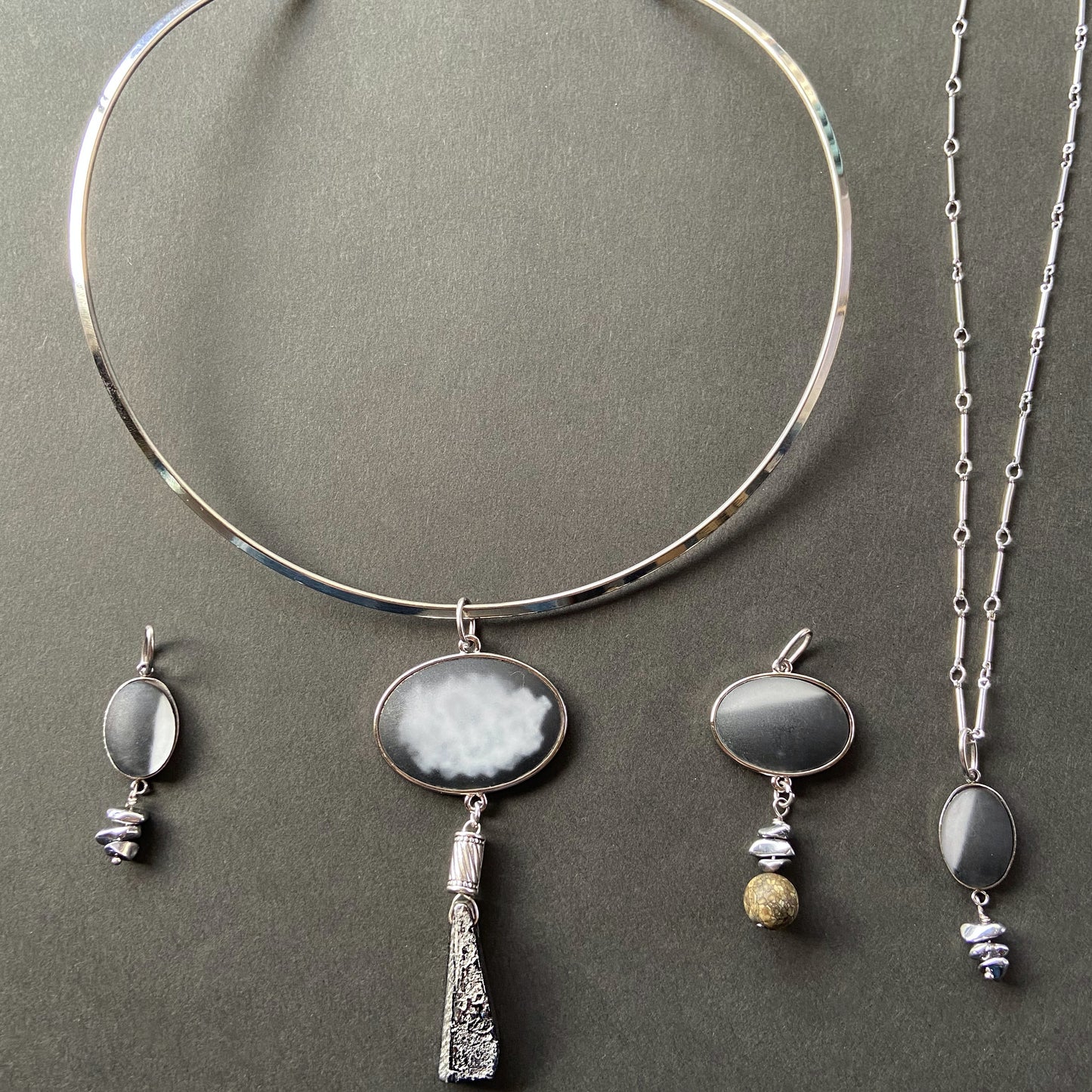 Galaxy necklace /moon/ Interchangeable / Tsukuyomi silver L